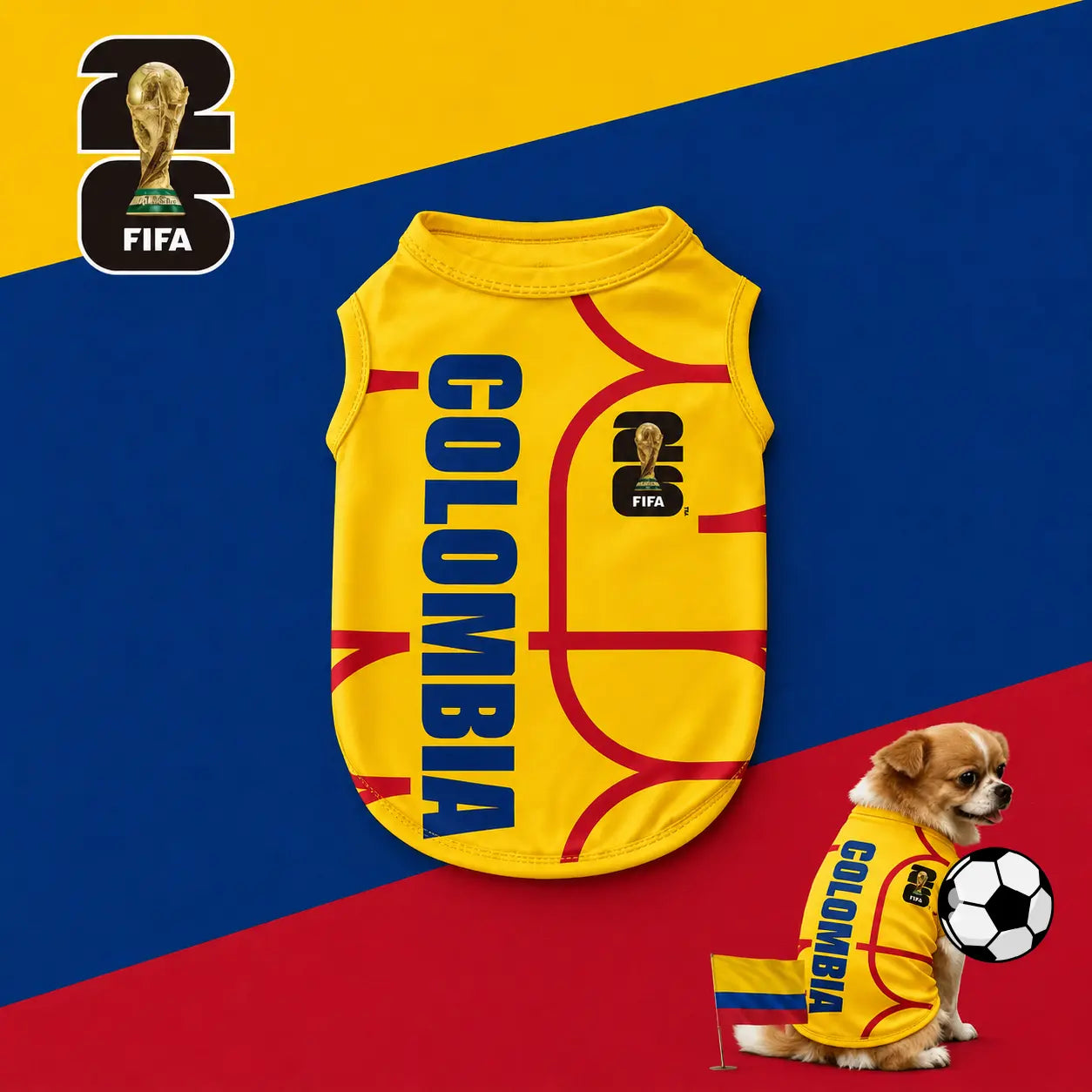 FIFA World Cup Official 2026 Licensed Luxury Pet Clothes Dog Jerseys Cat T-Shirt Comfortable Dog Apparel T Shirt Support Usa/Mexico/Argentina/Brazil