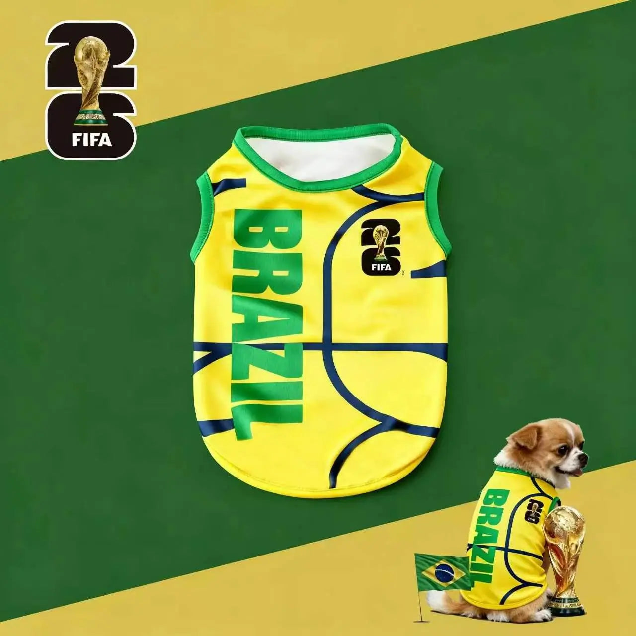 FIFA World Cup Official 2026 Licensed Luxury Pet Clothes Dog Jerseys Cat T-Shirt Comfortable Dog Apparel T Shirt Support Usa/Mexico/Argentina/Brazil