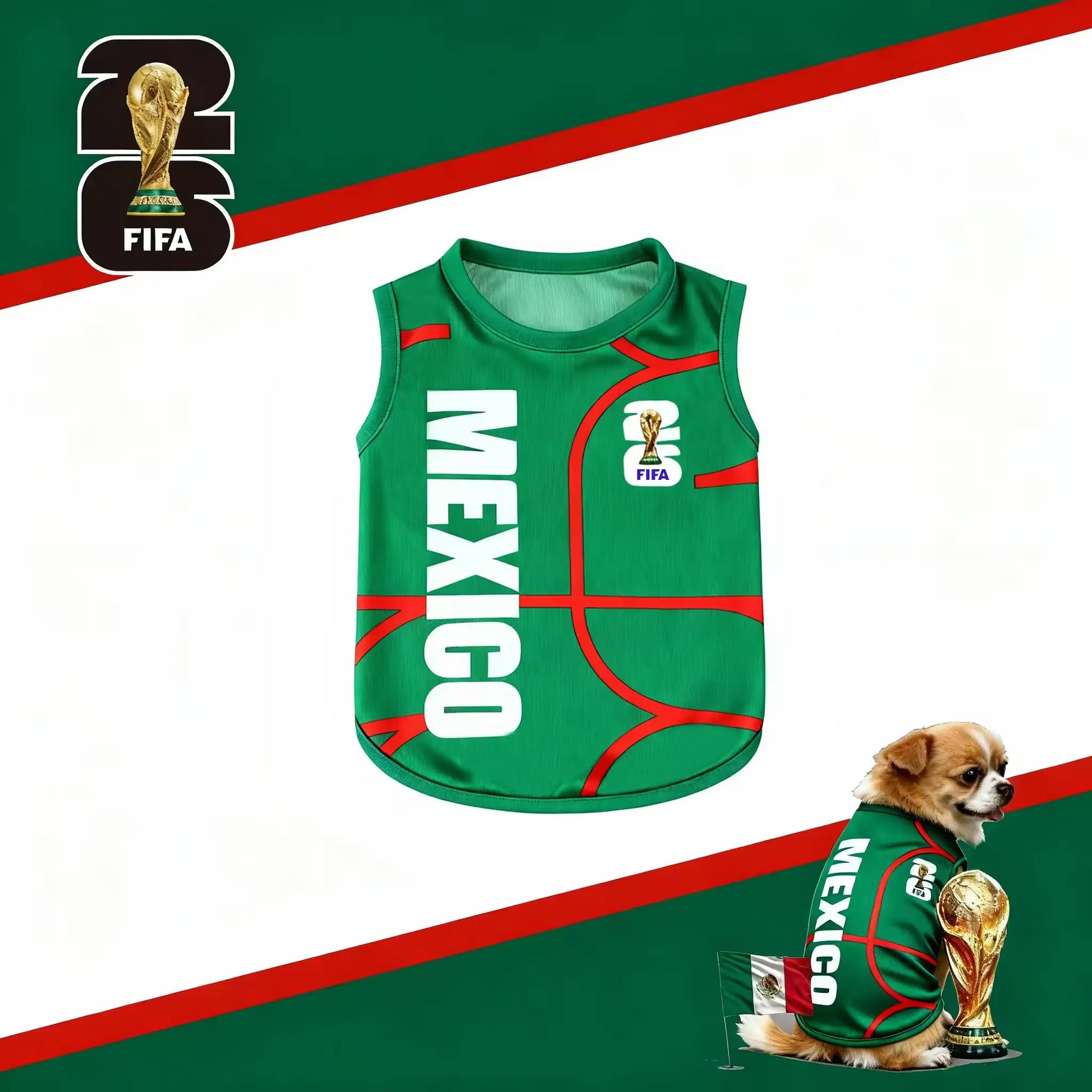 FIFA World Cup Official 2026 Licensed Luxury Pet Clothes Dog Jerseys Cat T-Shirt Comfortable Dog Apparel T Shirt Support Usa/Mexico/Argentina/Brazil